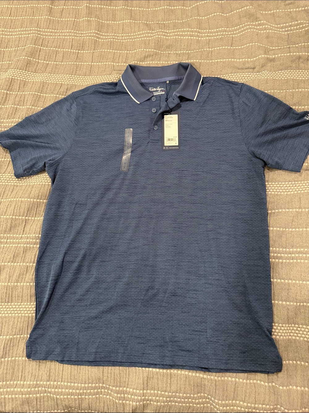 Walter Hagen Navy Polo with Contrast White-Trim Collar